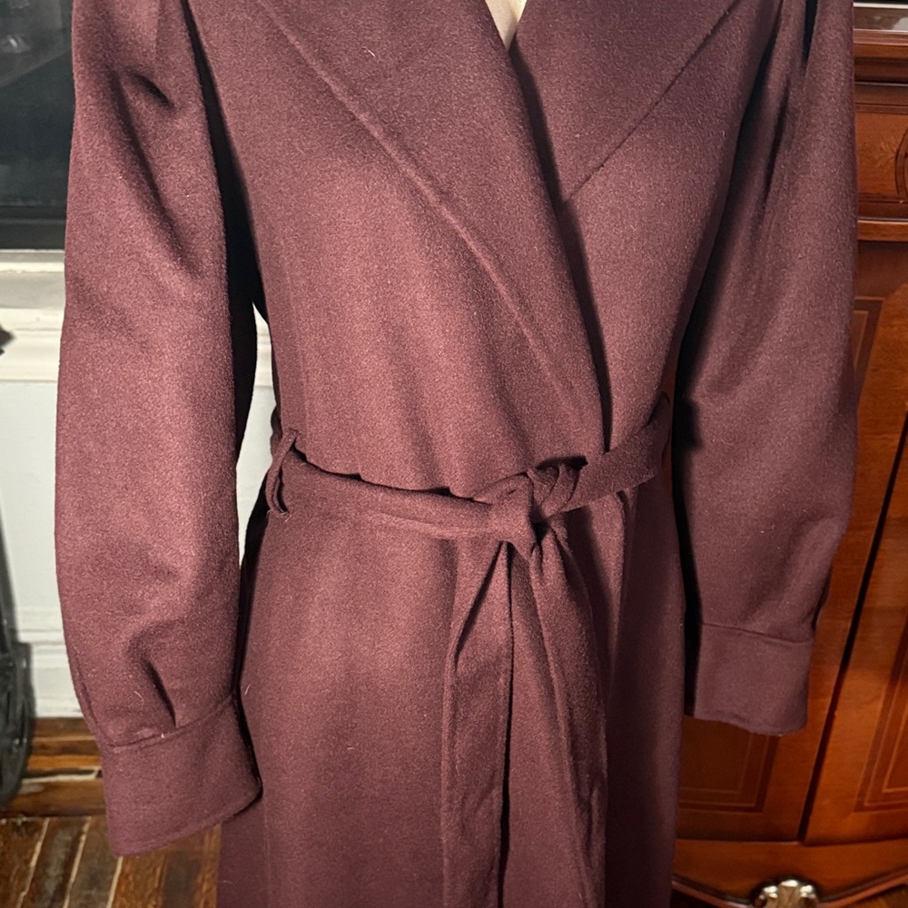 Elegant Burgundy Wrap Coat - Picture 5 of 10